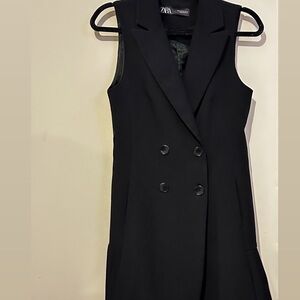 Zara Black Sleeveless Blazer Dress